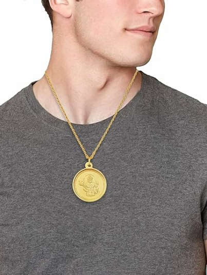 Hanuman Pendant With Om Gold Plated chain 2