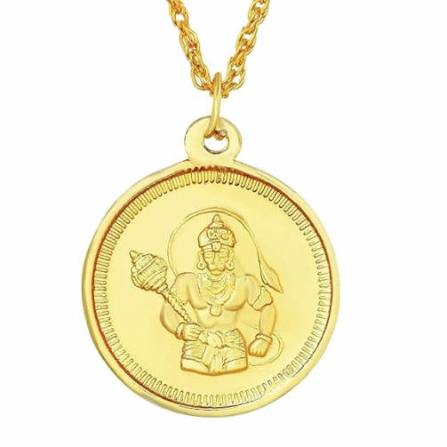 Hanuman Pendant With Om Gold Plated chain